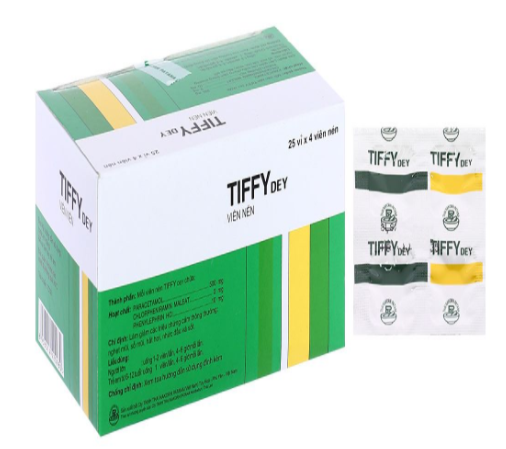 Tiffy Dey hộp 25 vỉ x 4 viên nén Thai Nakorn Patana